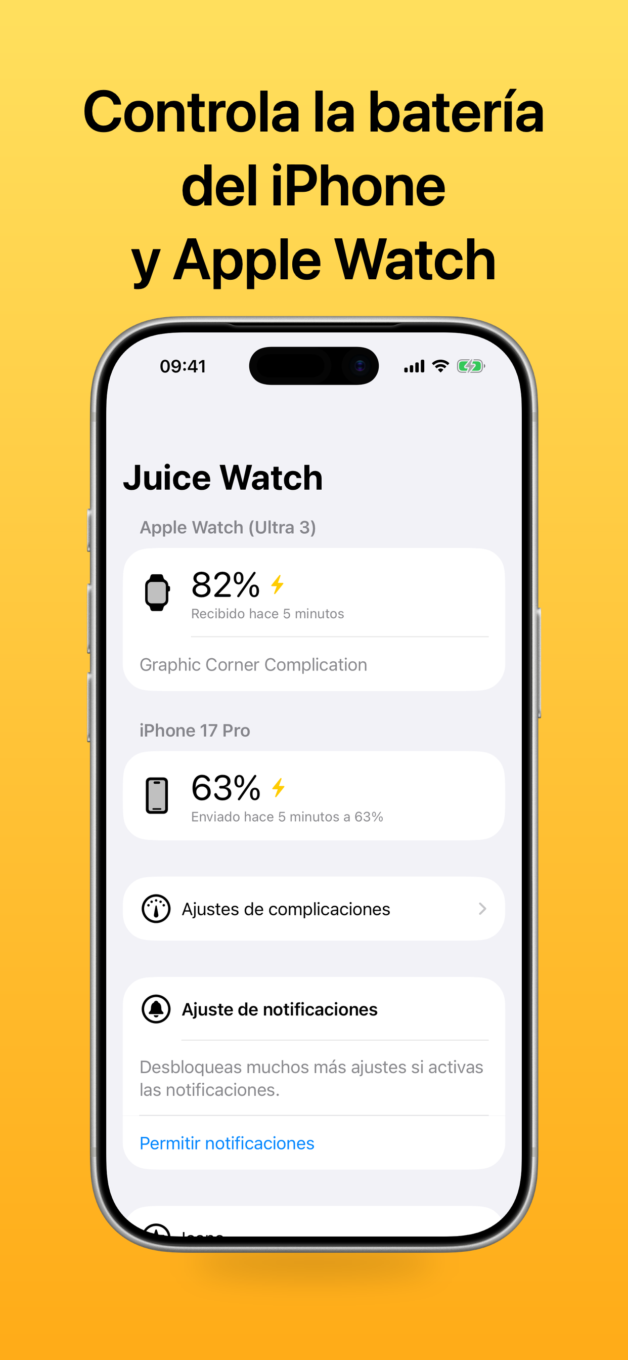 Captura de la app Juice Watch para iPhone