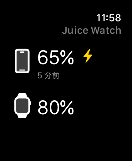 Juice WatchのApple Watchアプリのスクリーンショット